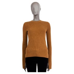 CELINE mustard yellow & gold linen & silk BACK ZIP Sweater S