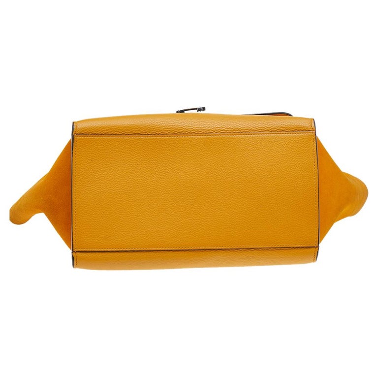 Celine Mustard Yellow Leather And Suede Small Trapeze Bag at 1stDibs
