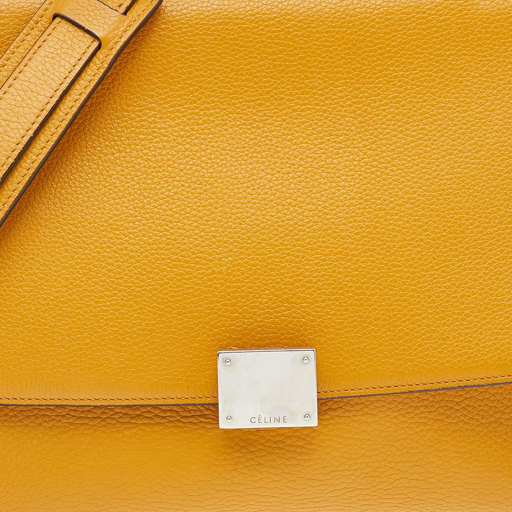 Women's Celine Mustard Yellow Leather And Suede Small Trapeze Bag