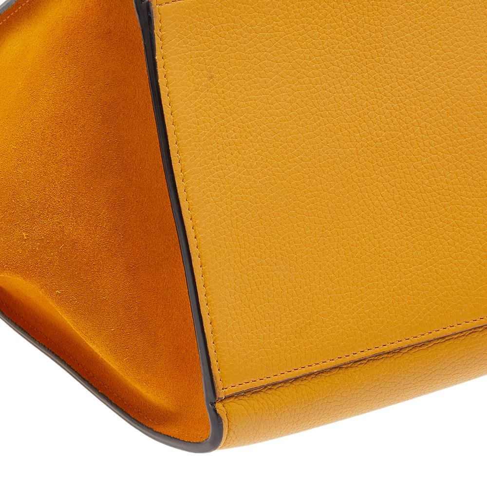 Celine Mustard Yellow Leather And Suede Small Trapeze Bag 2