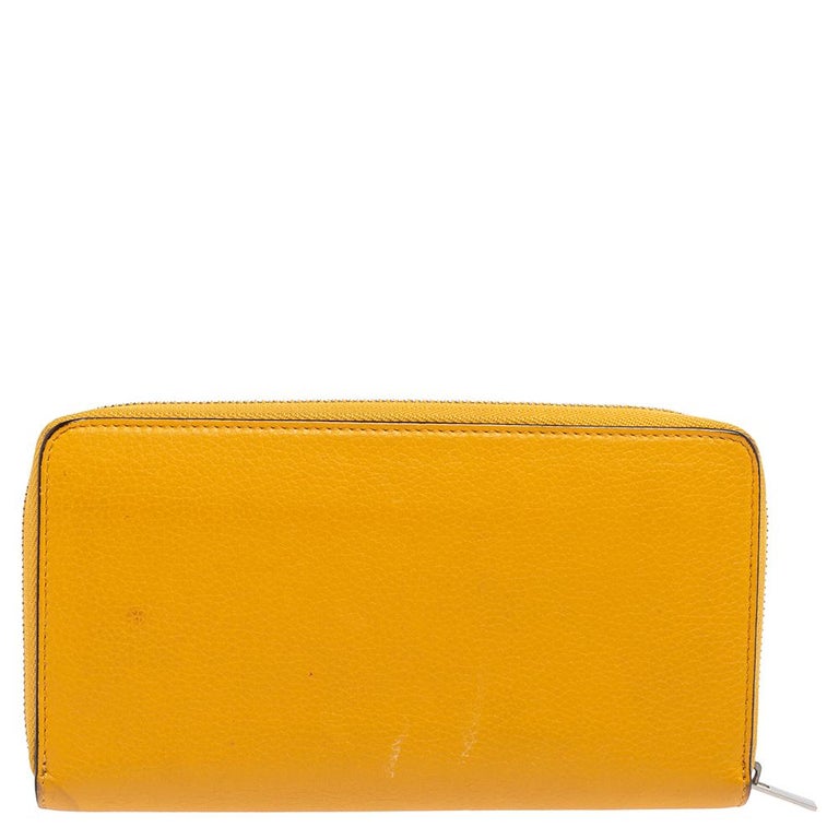 Celine Mustard Yellow Leather Zip Around Wallet For Sale at 1stDibs   mustard yellow wallet, yellow small wallets, yellow leather wallet