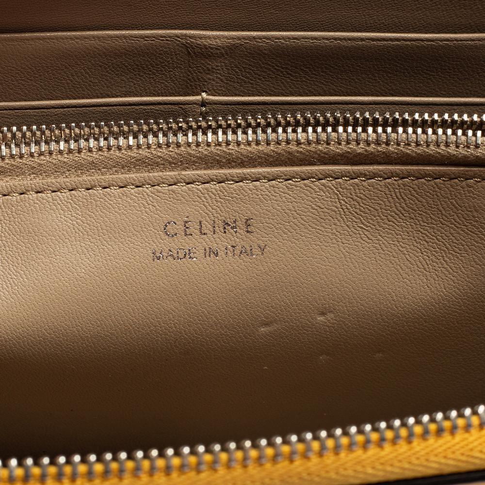 Women's Celine Mustard Yellow Leather Zip Around Wallet For Sale