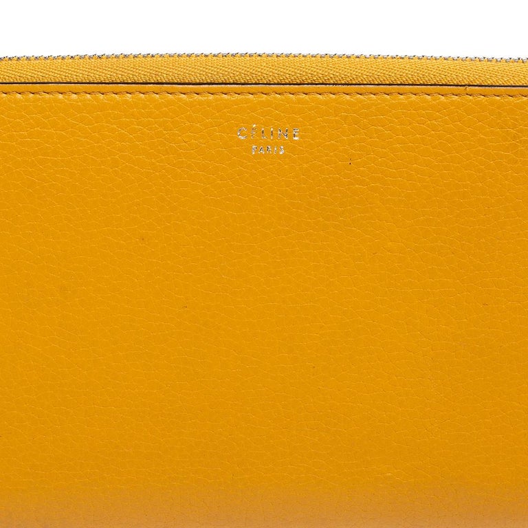 Celine Mustard Yellow Leather Zip Around Wallet For Sale at 1stDibs