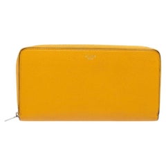 Cartera con cremallera de piel amarilla mostaza Celine