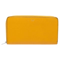 Senfgelbe Leder-Brieftasche mit Reißverschluss von Celine