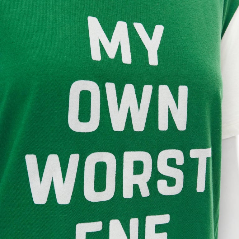 CELINE My Own Worst Enemy green white cotton tshirt L at 1stDibs 