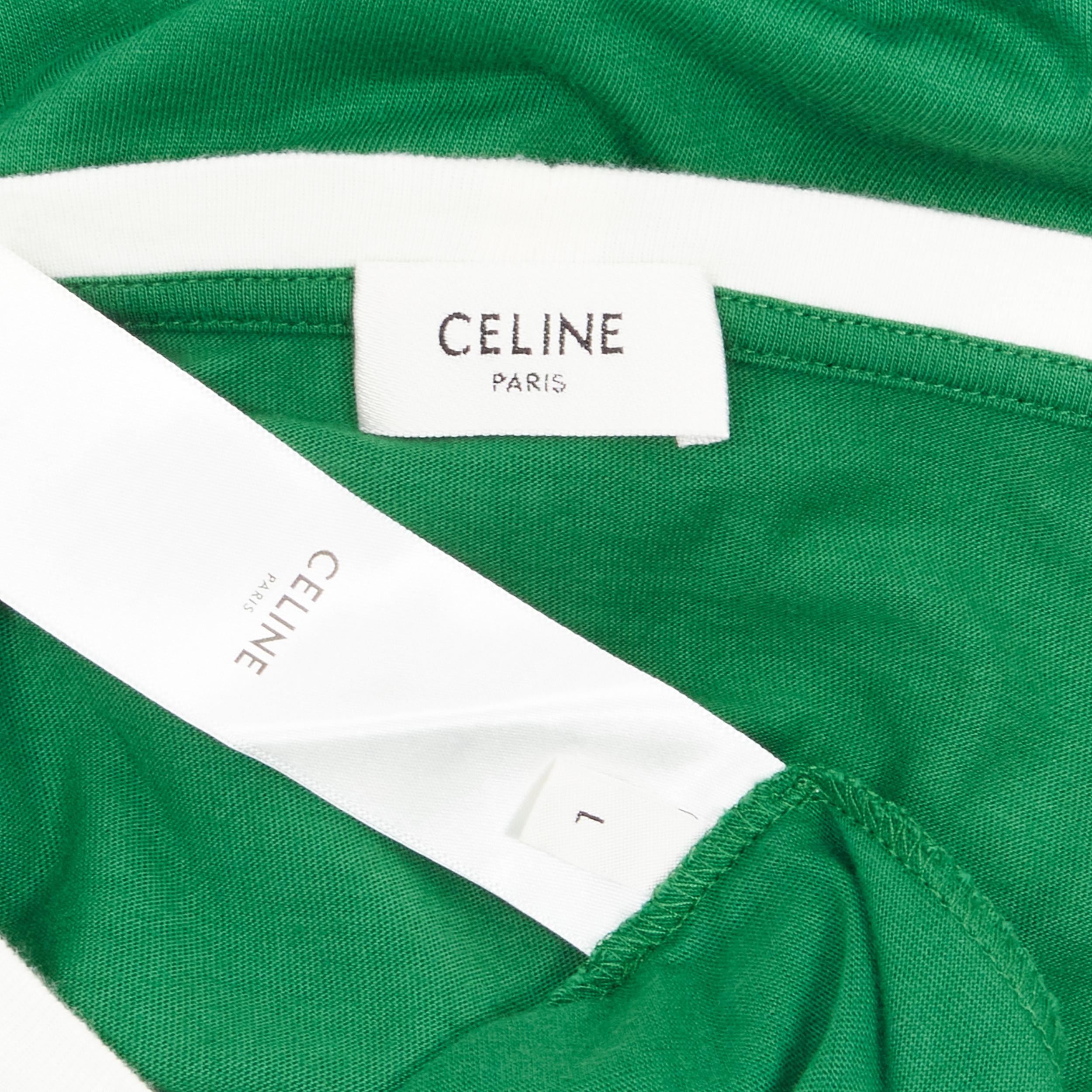 CELINE My Own Worst Enemy green white cotton tshirt L In Excellent Condition In Hong Kong, NT