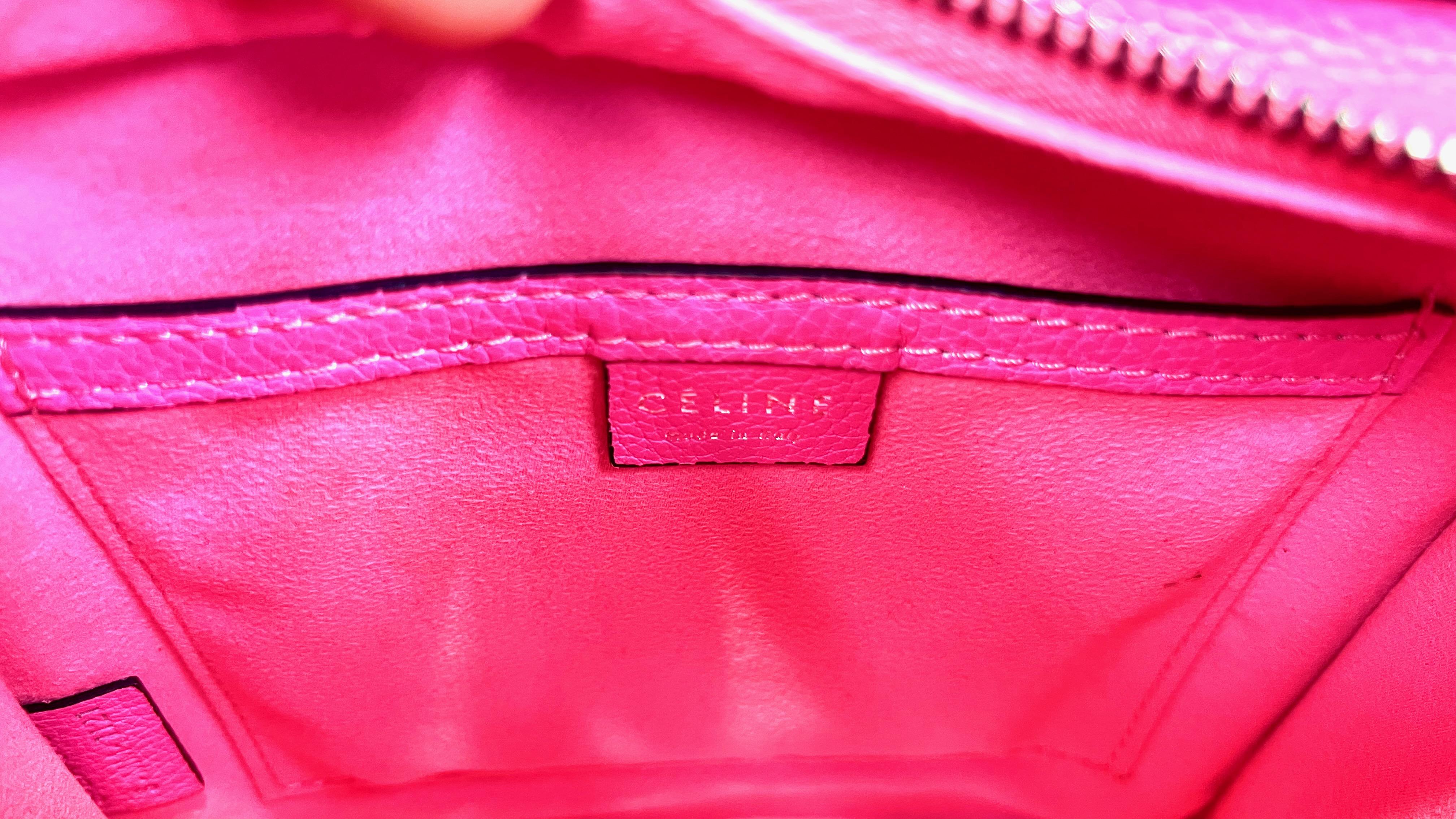 Celine Nano Luggage Bag Hot Pink Dust Bag and Papers 3