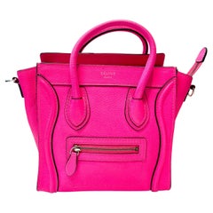 Celine Nano Luggage Bag Hot Pink Dust Bag and Papers