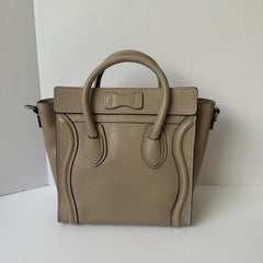 Celine Nano Luggage Handbag in Taupe Grained Leather Authentic 2012 Collection