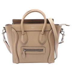 Celine Nano Luggage Handbag in Taupe Grained Leather Authentic 2012 Collection