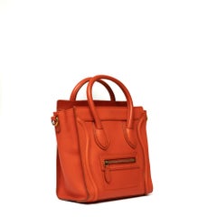 CELINE, Nano Luggage in orange leather