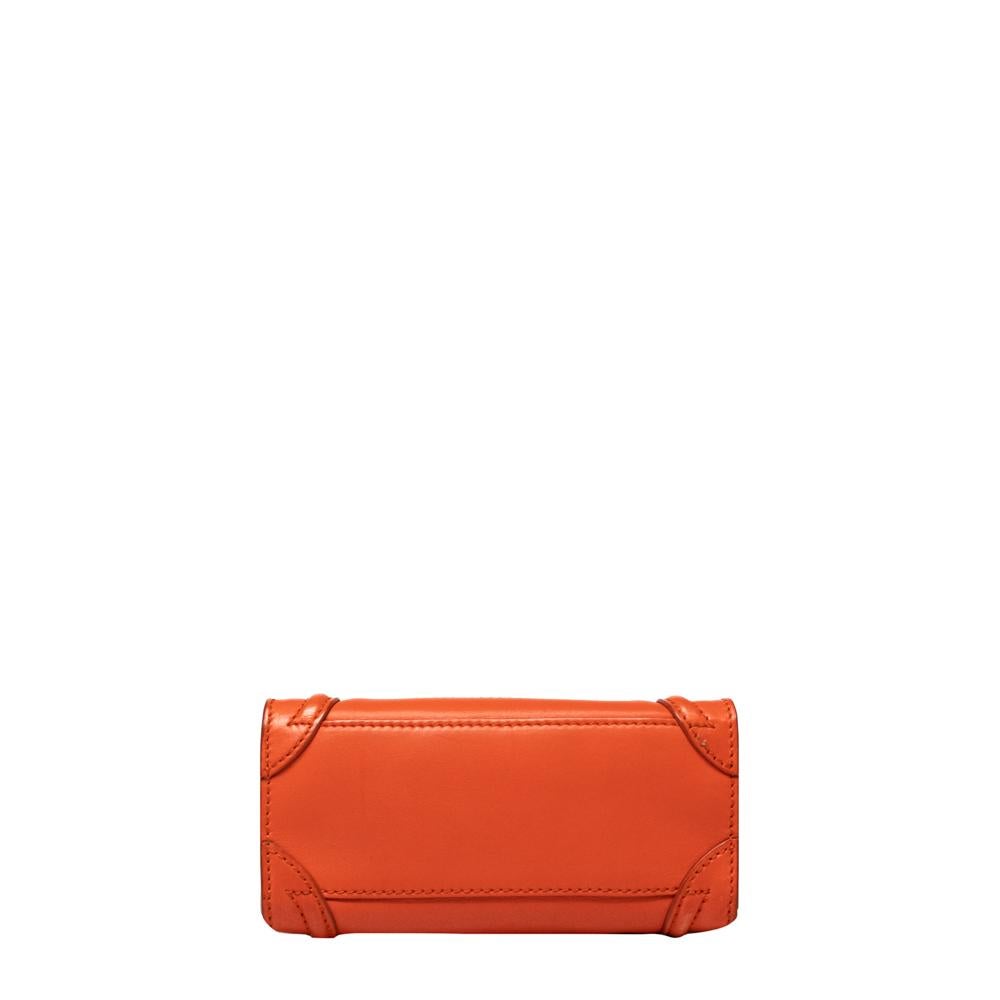 Red CELINE, Nano Luggage in orange leather For Sale