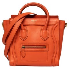 CELINE, Nano Luggage in orange leather