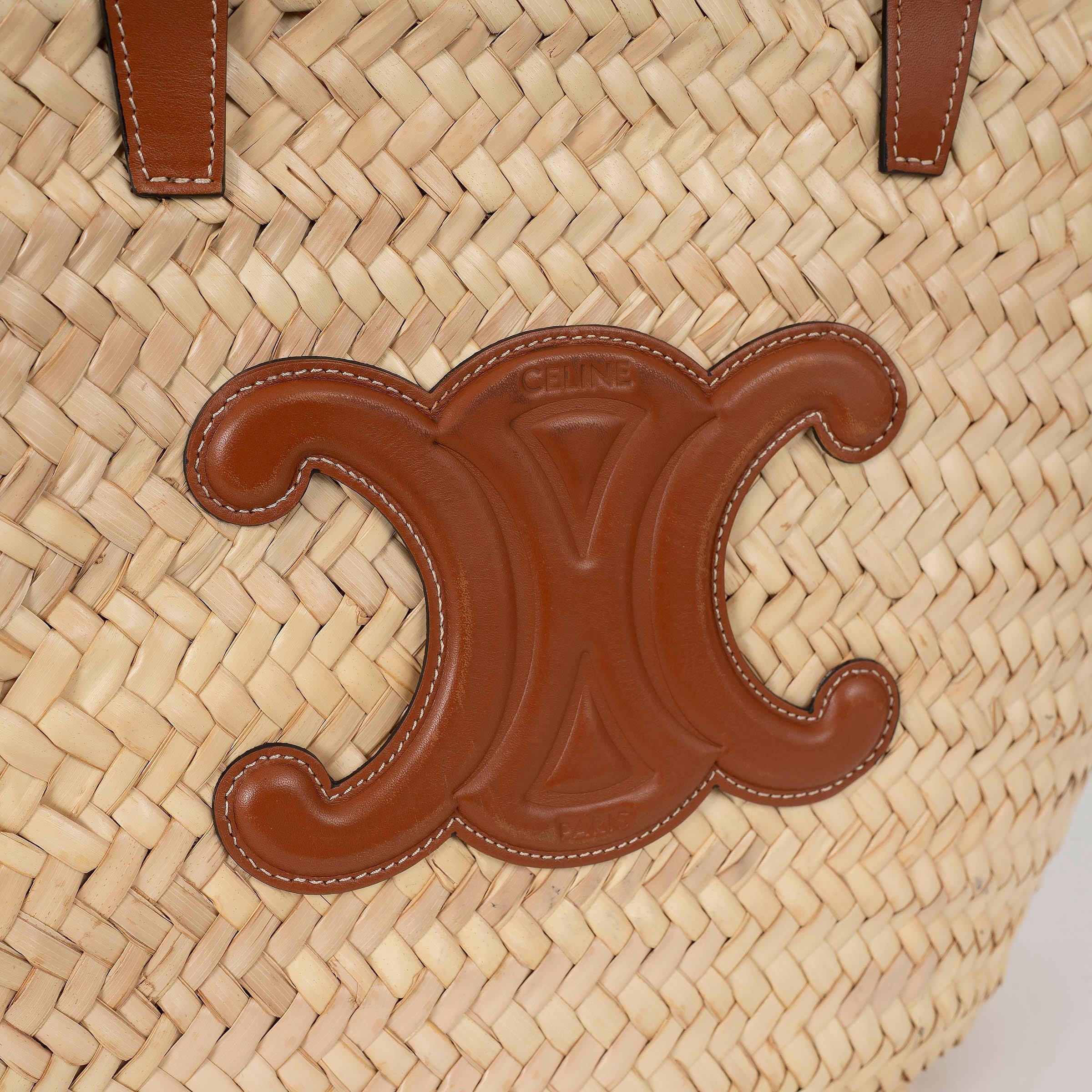 Celine sac à main CLASSIC PANIER MEDIUM en feuilles de palmier naturelles Pour femmes en vente
