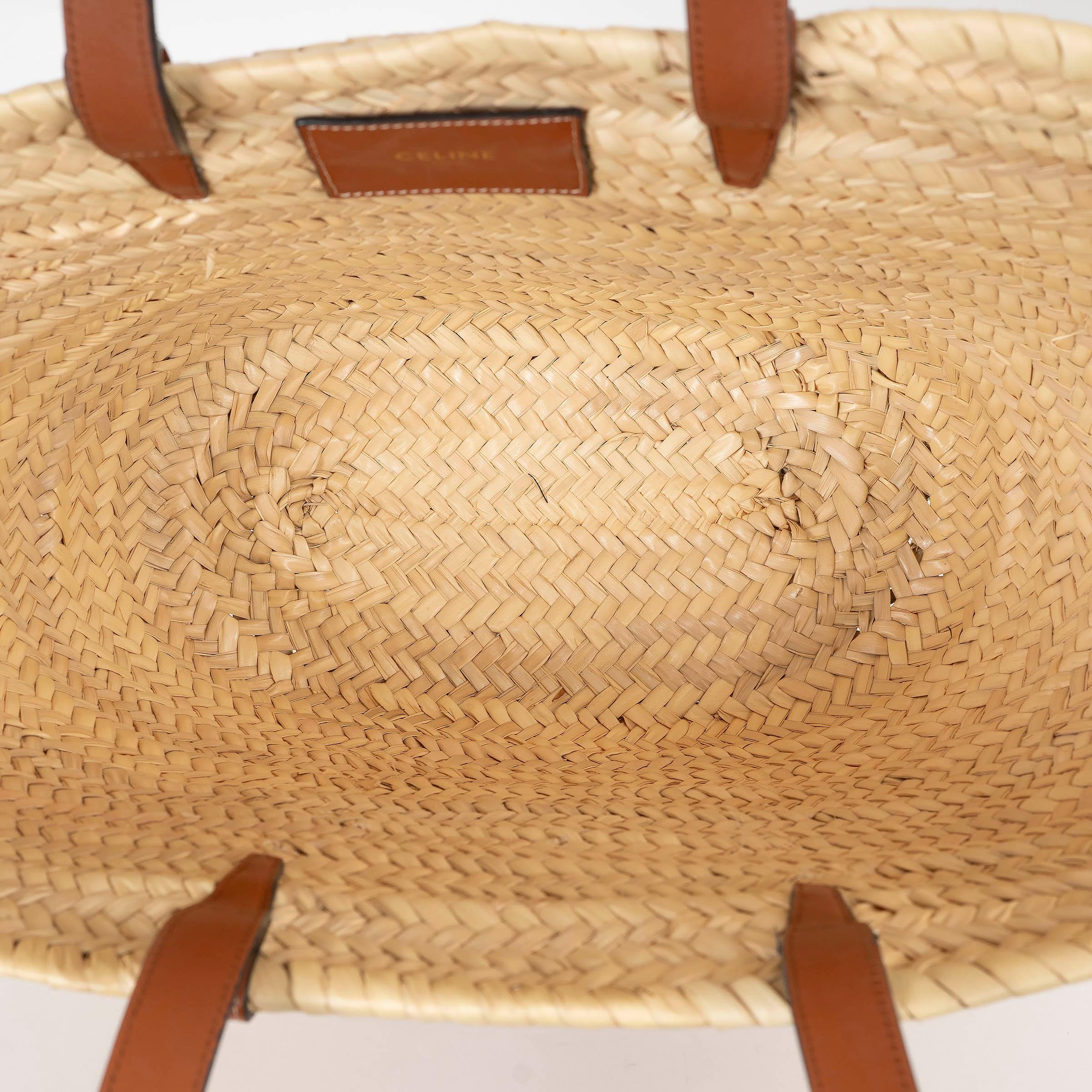 Celine sac à main CLASSIC PANIER MEDIUM en feuilles de palmier naturelles en vente 1