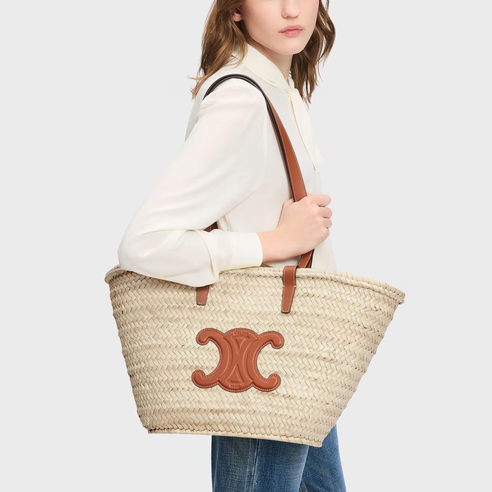 Celine sac à main CLASSIC PANIER MEDIUM en feuilles de palmier naturelles en vente 4