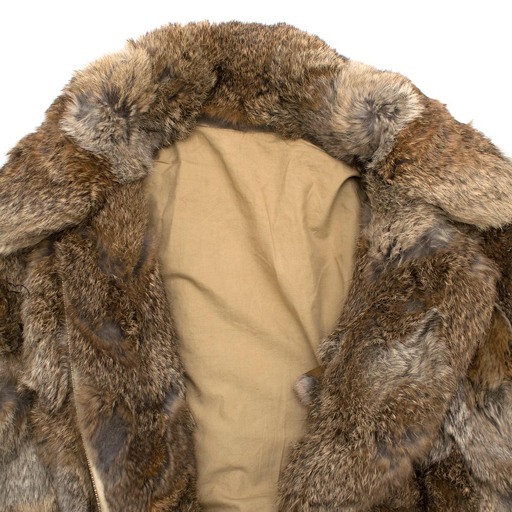 Brown Celine Natural Rabbit Fur Longline Coat - Size US 10