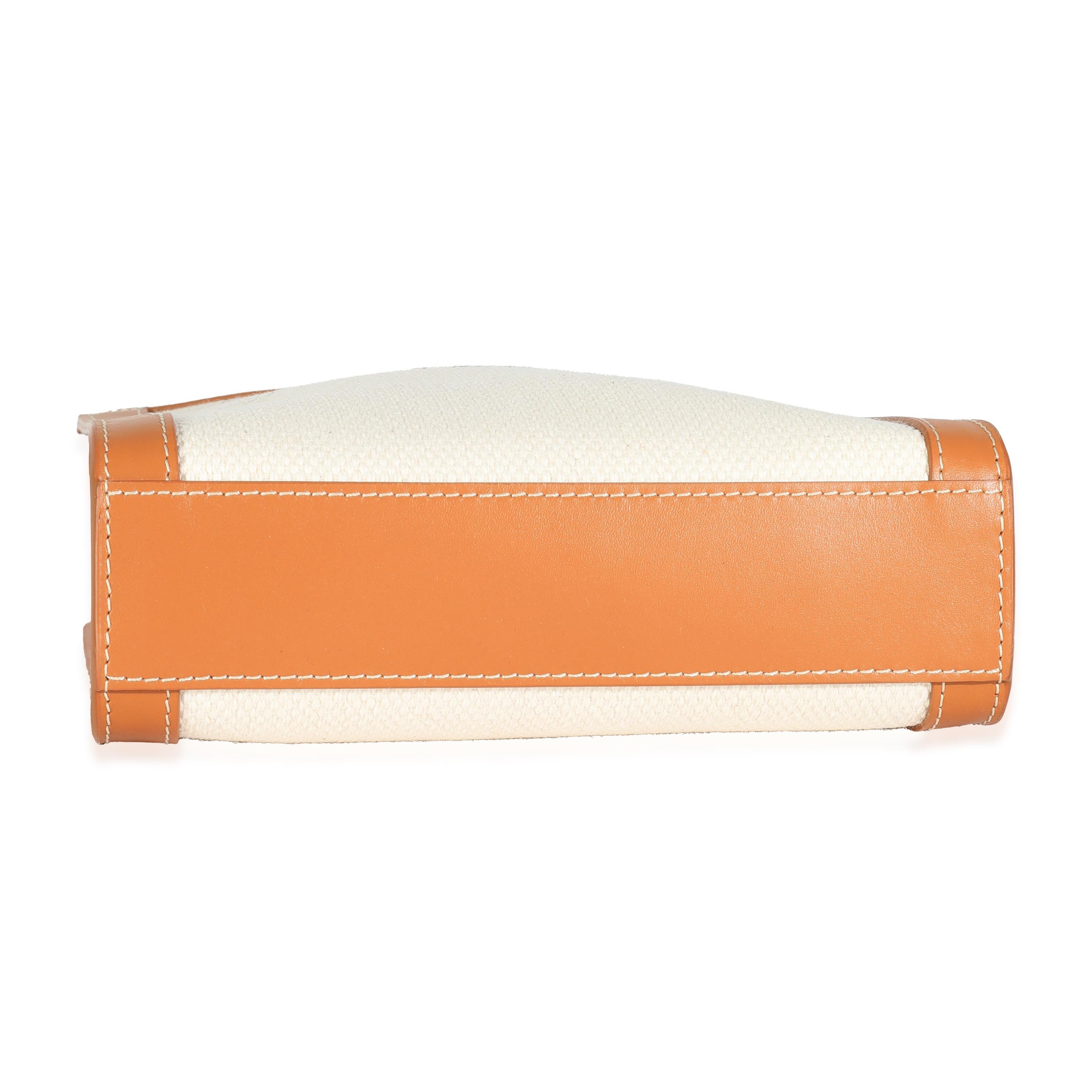 Celine Natural Tan Canvas Calfskin Mini Vertical Cabas Bag For Sale 3