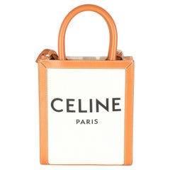 Celine Natural Tan Canvas Calfskin Mini Vertical Cabas Bag