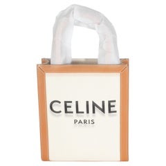 Celine Natural Tan Canvas Kalbsleder Mini Vertical Cabas