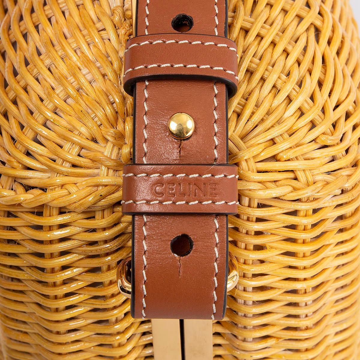 CELINE natural wicker & tan brown leather 2021 LUNCH BOX Shoulder Bag 2