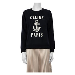 Used Céline Navy Anchor Logo Print Sweatshirt Size S