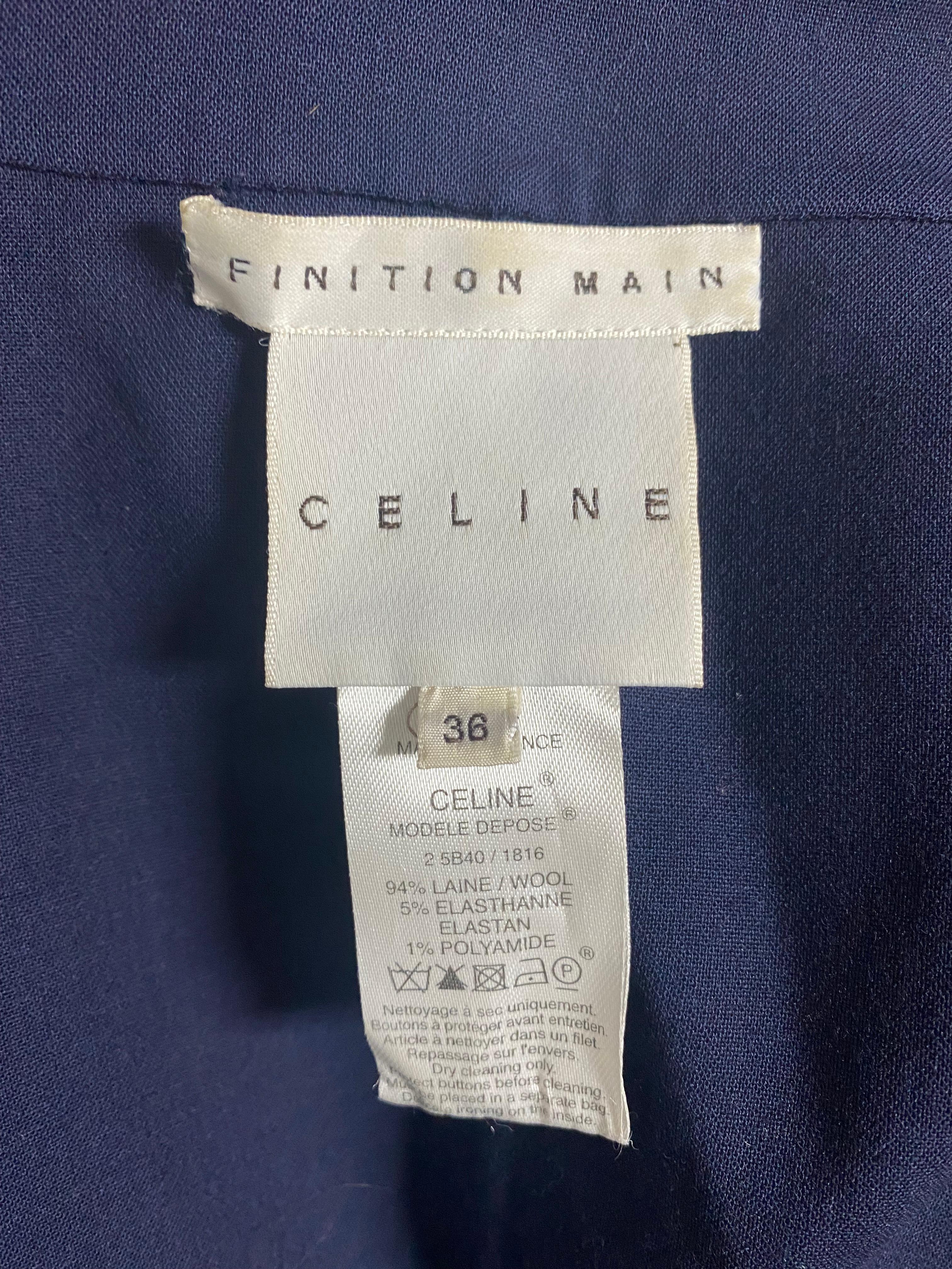 Purple Celine Navy Blazer Jacket, Size 38 For Sale