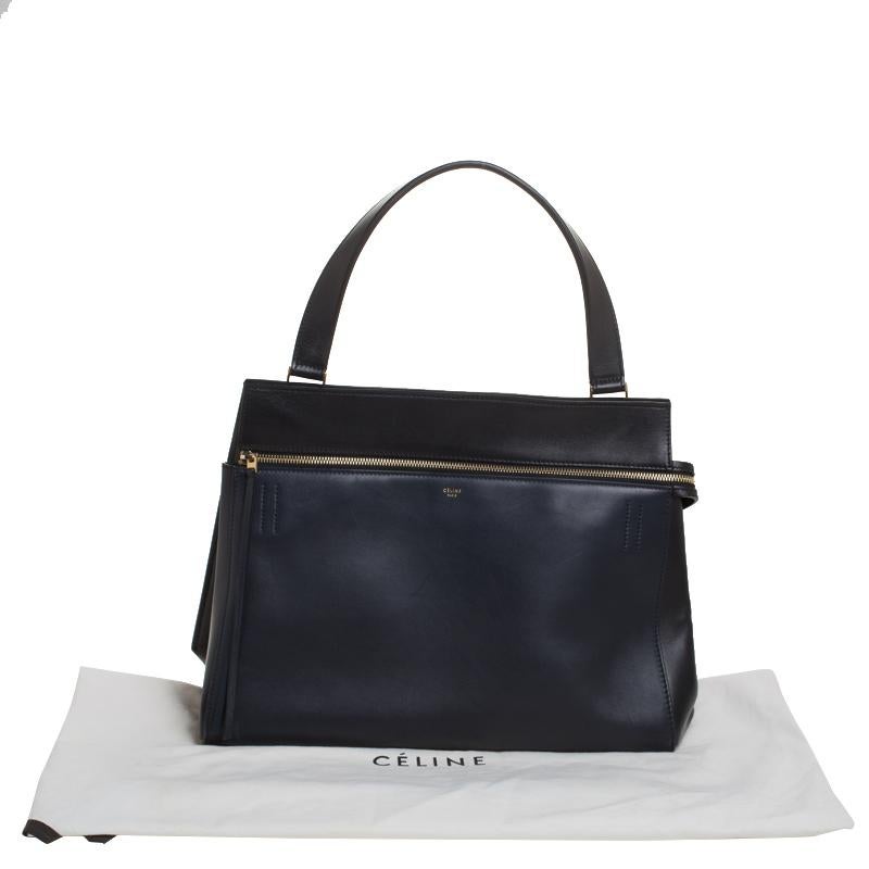 Celine Navy Blue/Black Leather Large Edge Bag 4