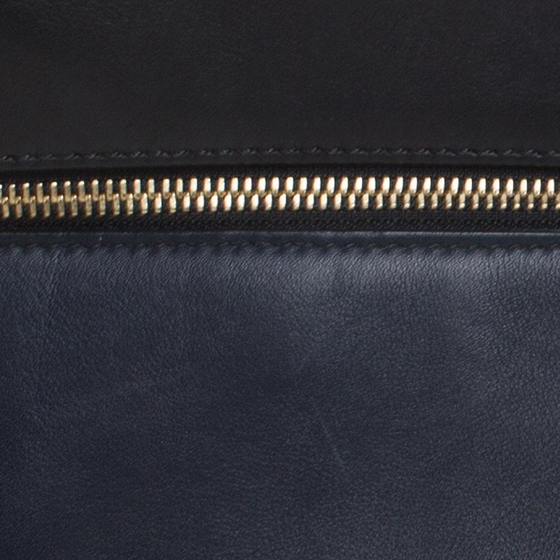 Celine Navy Blue/Black Leather Large Edge Bag In Good Condition In Dubai, Al Qouz 2