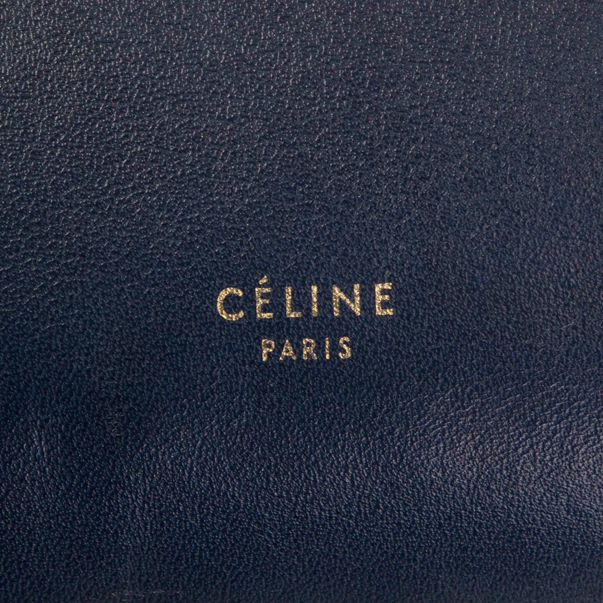 Black CELINE navy blue & cognac leather BI-COLOR BELT MEDIUM Shoulder Bag