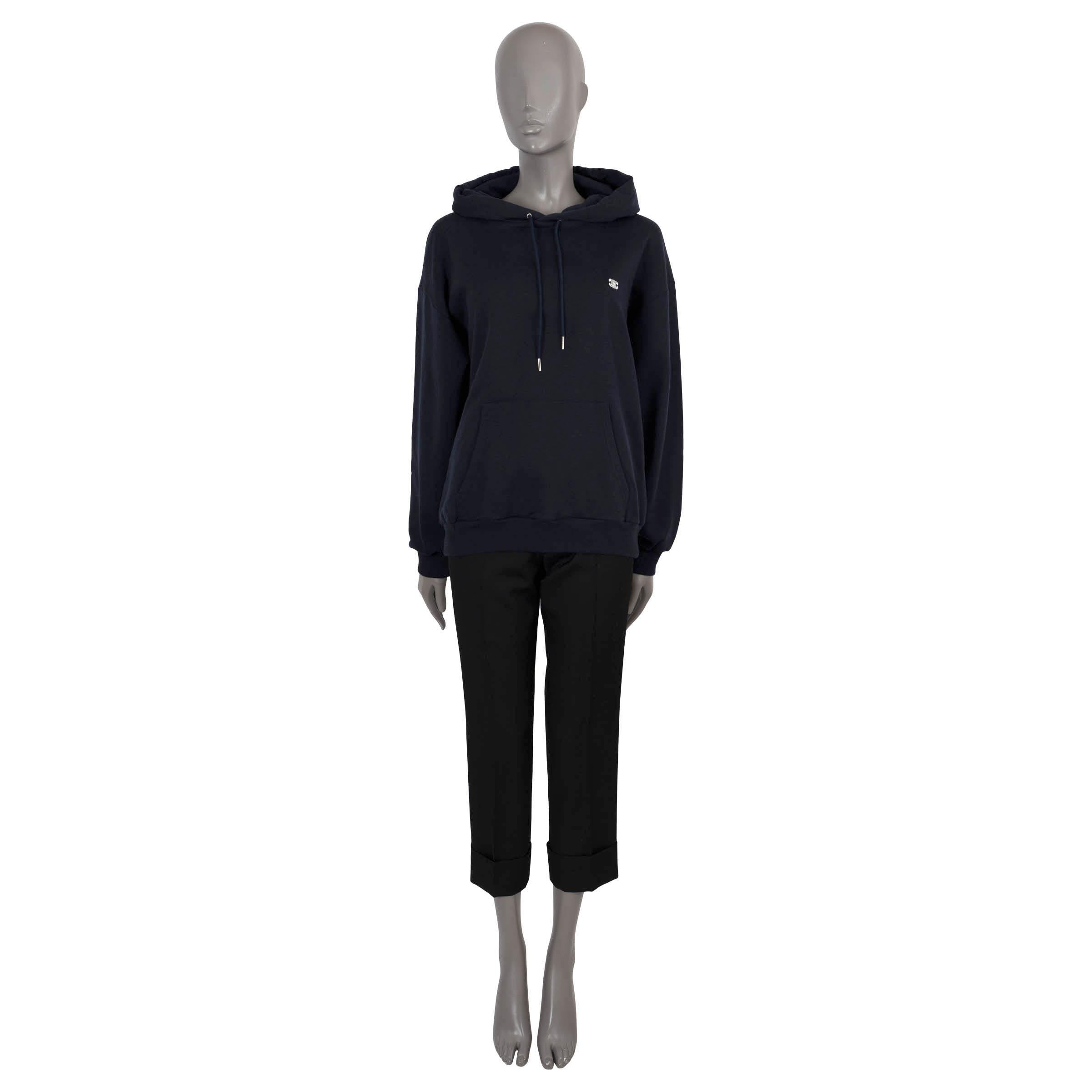 Donna CELINE Felpa TRIOMPHE HOODIE blu navy in cotone e cashmere L in vendita