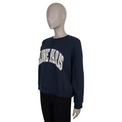 CELINE navy blue cotton LOGO OVERSIZED FLEECE Sweater M