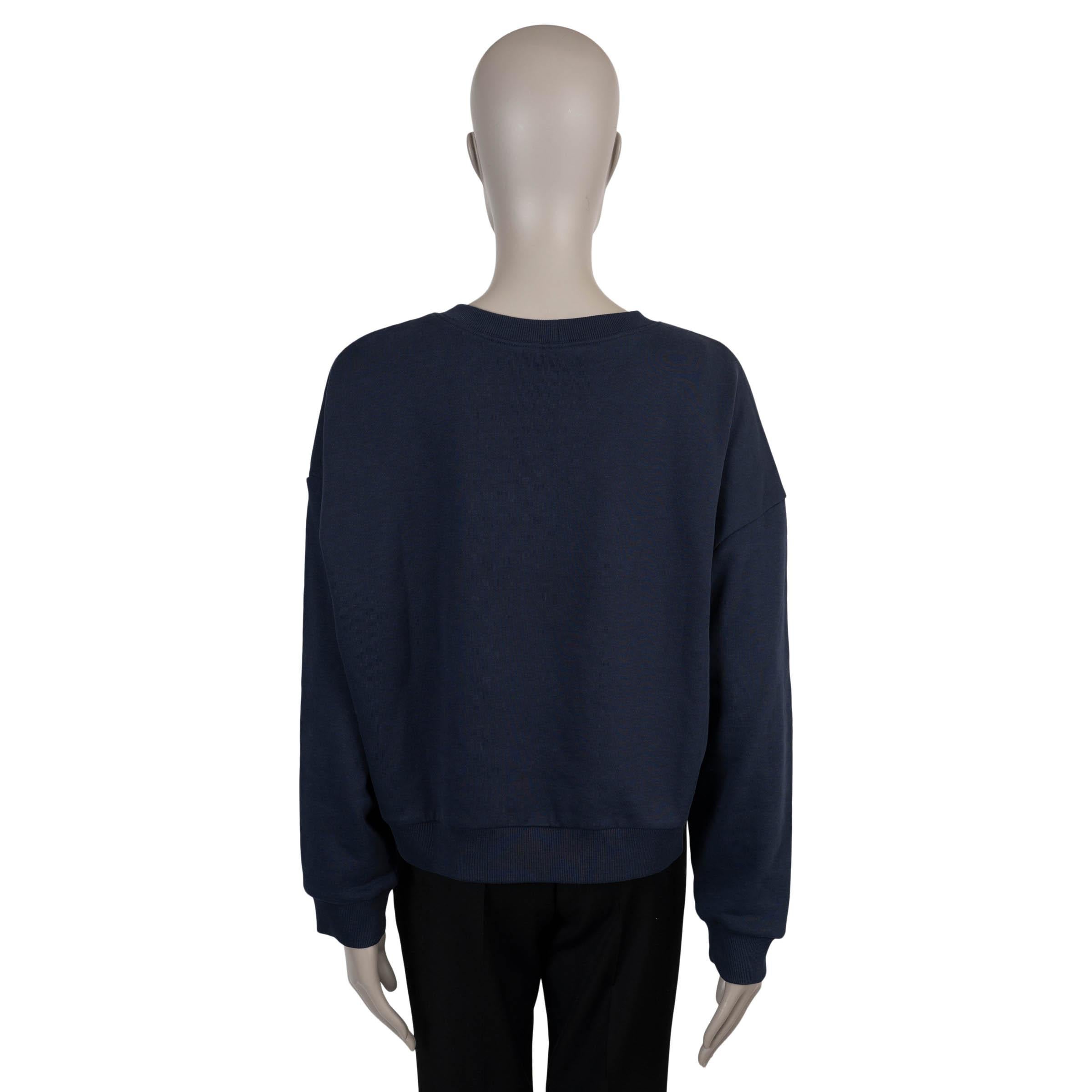 Nero Celine Maglione in cotone blu navy LOGO OVERSIZED FLEECE M. I. in vendita