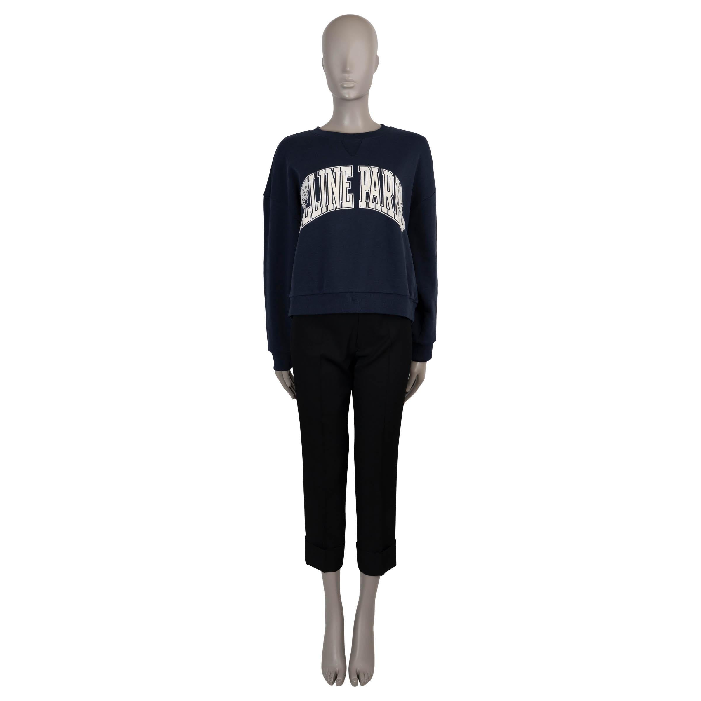 Celine Maglione in cotone blu navy LOGO OVERSIZED FLEECE M. I. In condizioni ottime in vendita a Zürich, CH