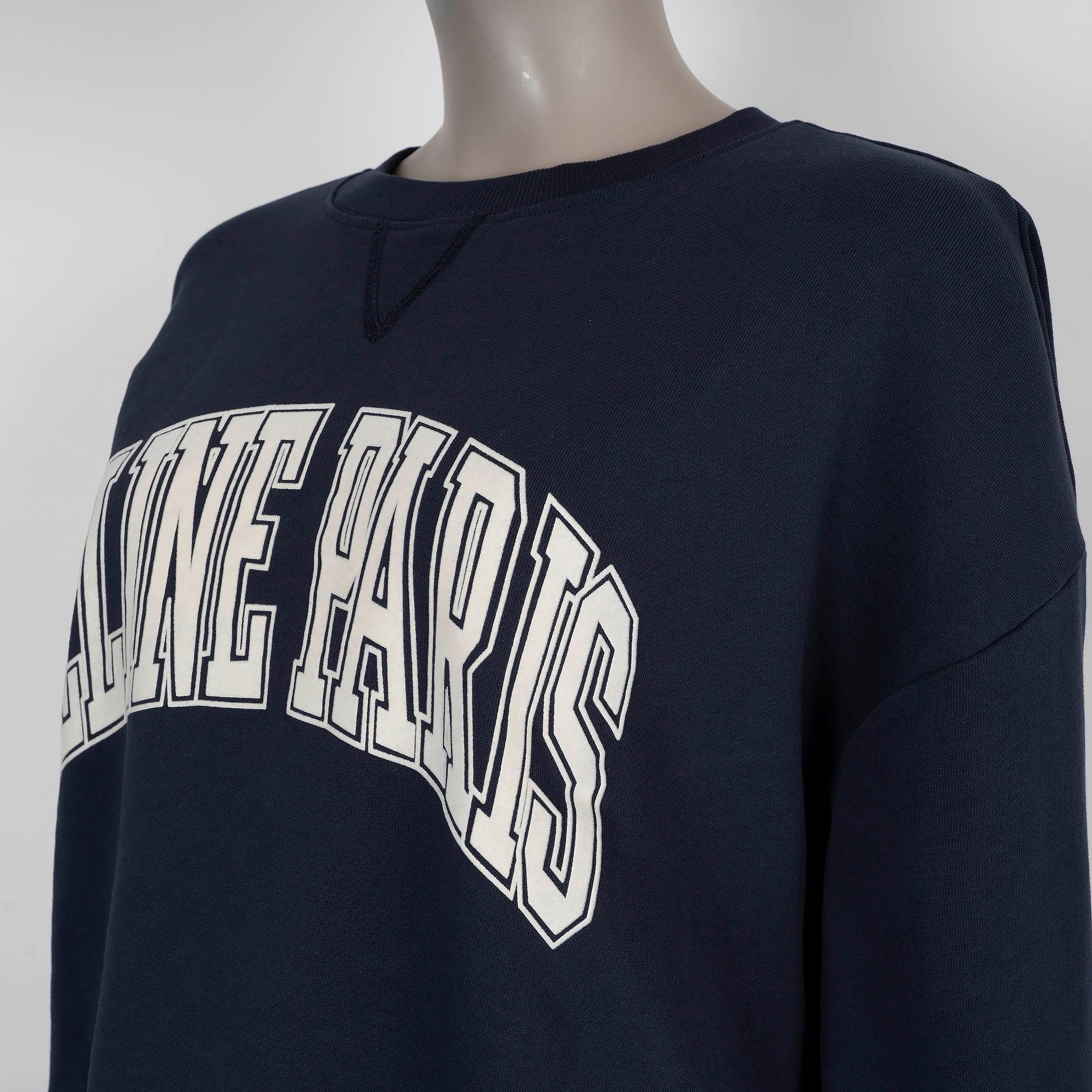 Donna Celine Maglione in cotone blu navy LOGO OVERSIZED FLEECE M. I. in vendita