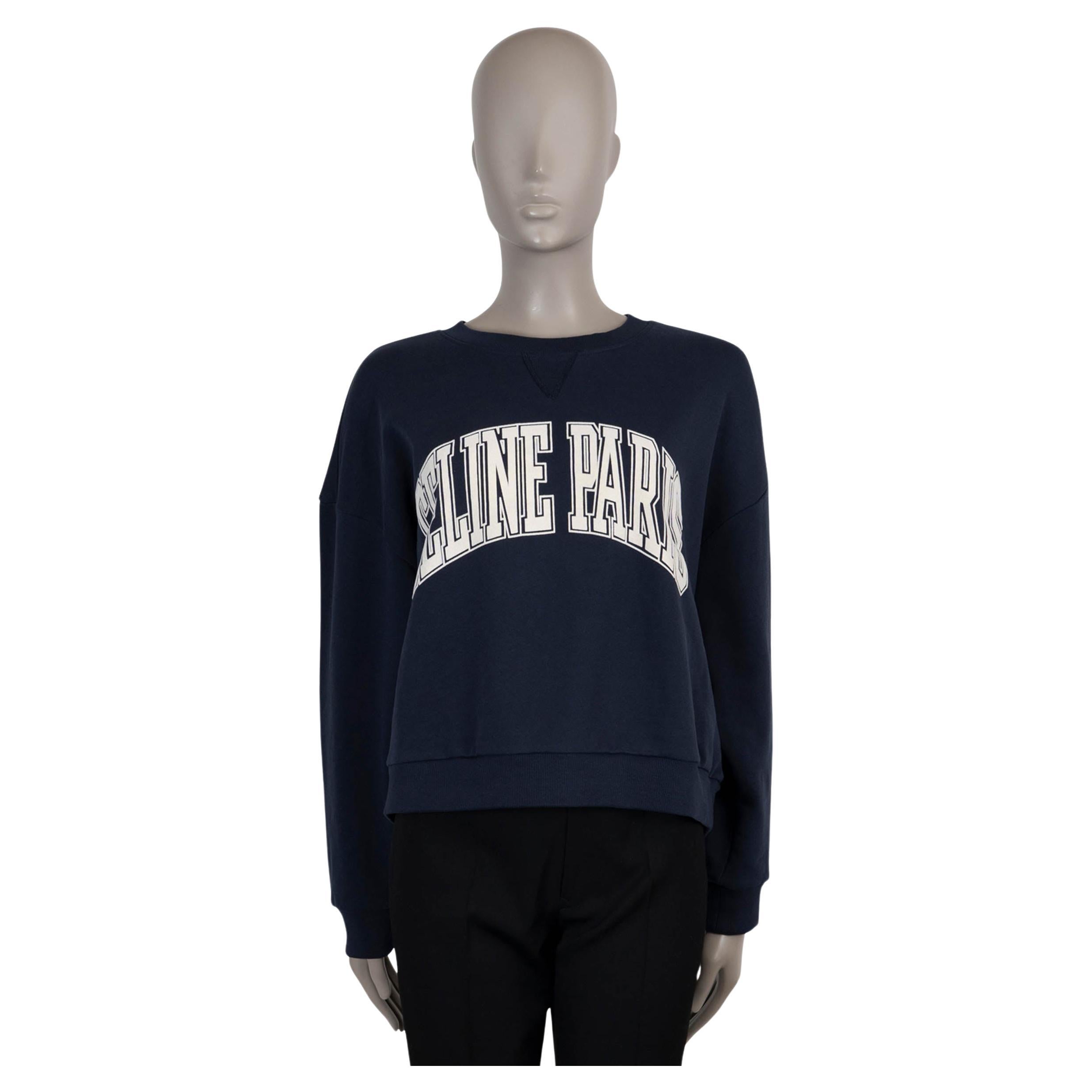 Celine bleu marine coton LOGO OVERSIZED FLEECE Sweater M