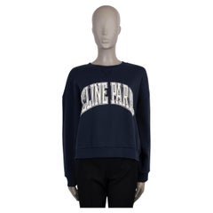 CELINE navy blue cotton LOGO OVERSIZED FLEECE Sweater M