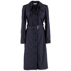Celine Navy Blue Eyelet Belted Trench Coat SIZE US 6