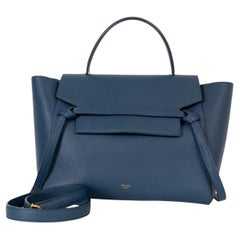 CELINE navy blue Grained leather MINI BELT Bag