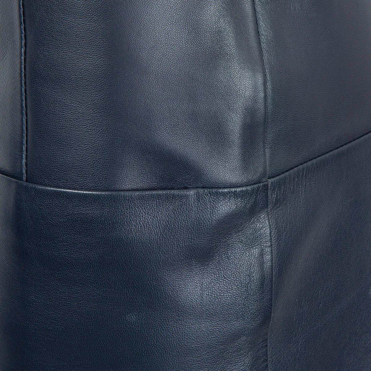 Women's CELINE navy blue leather FRONT POCKET MINI Skirt 36 XS For Sale