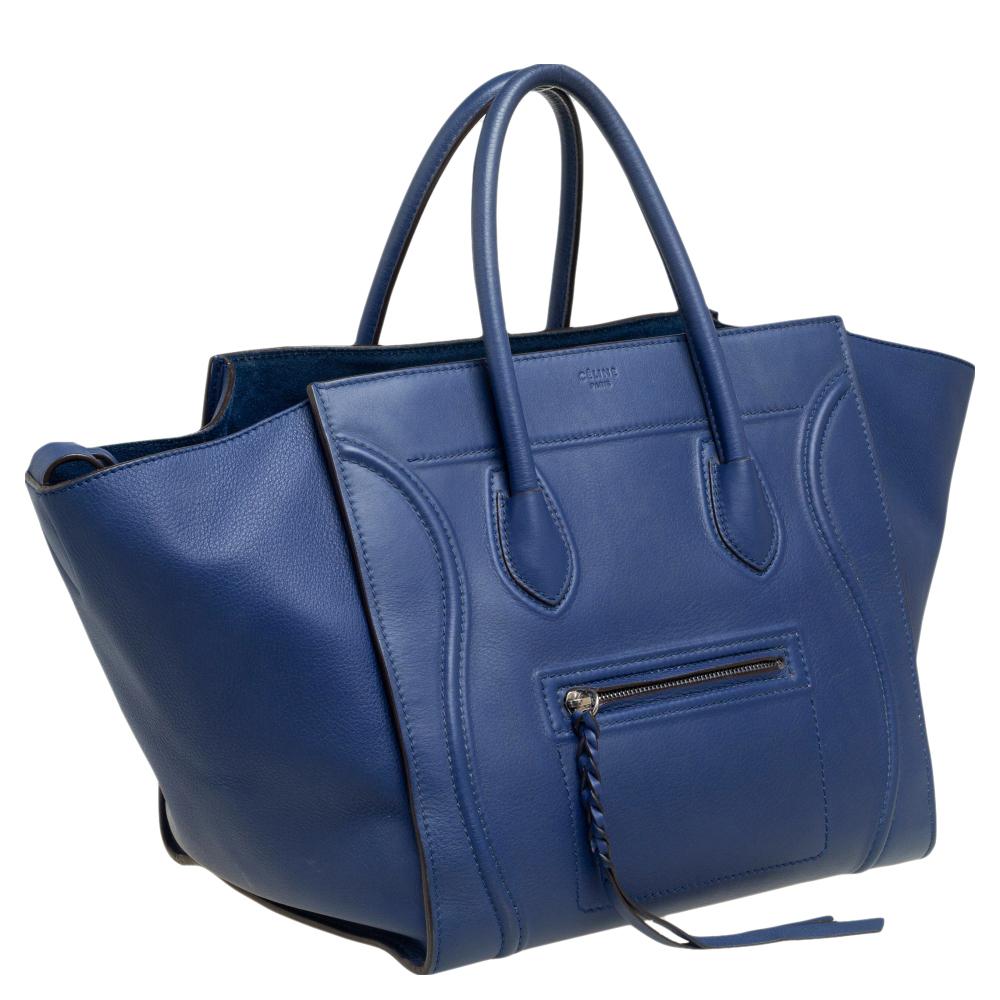 Women's Celine Navy Blue Leather Medium Phantom Luggage Tote