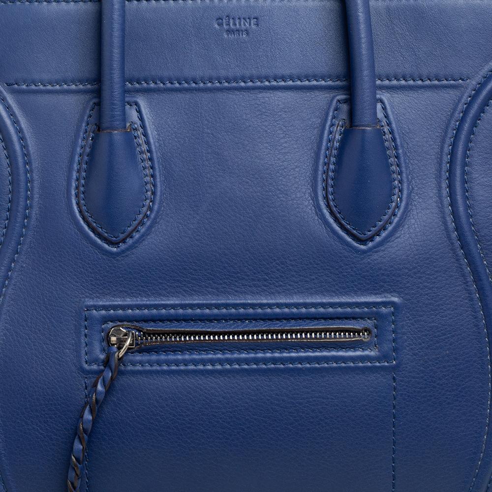 Celine Navy Blue Leather Medium Phantom Luggage Tote 4