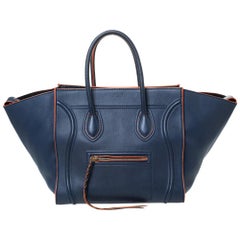 Celine Navy Blue Leather Medium Phantom Luggage Tote