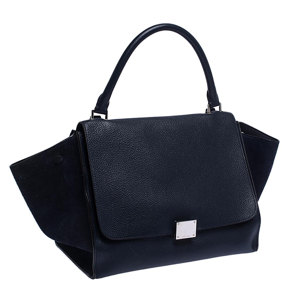 Celine Navy Blue Leather Medium Trapeze Bag at 1stDibs | celine bag
