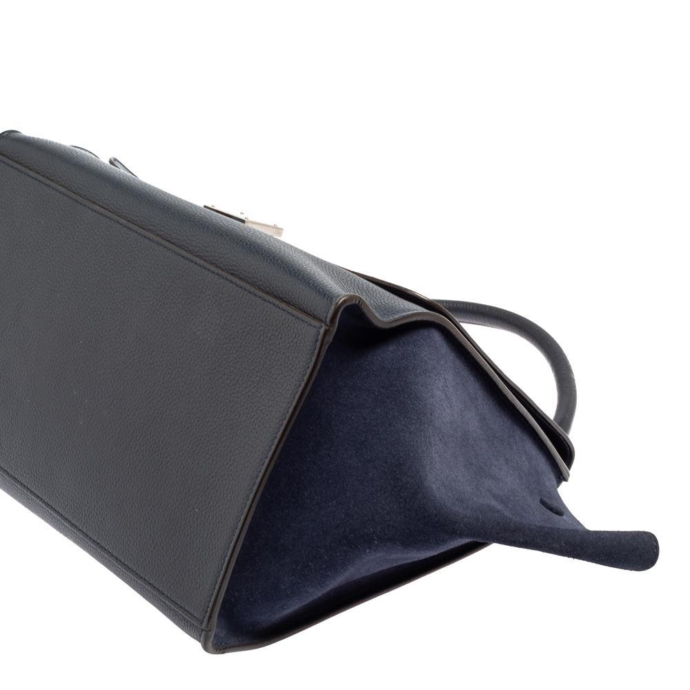 Celine Navy Blue Leather Medium Trapeze Top Handle Bag 4