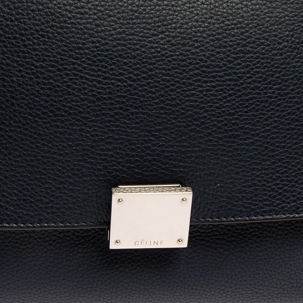 Celine Navy Blue Leather Medium Trapeze Top Handle Bag 3