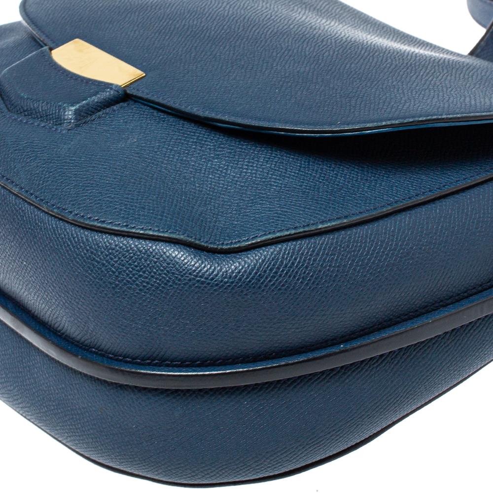 Celine Navy Blue Leather Medium Trotteur Shoulder Bag In Fair Condition In Dubai, Al Qouz 2