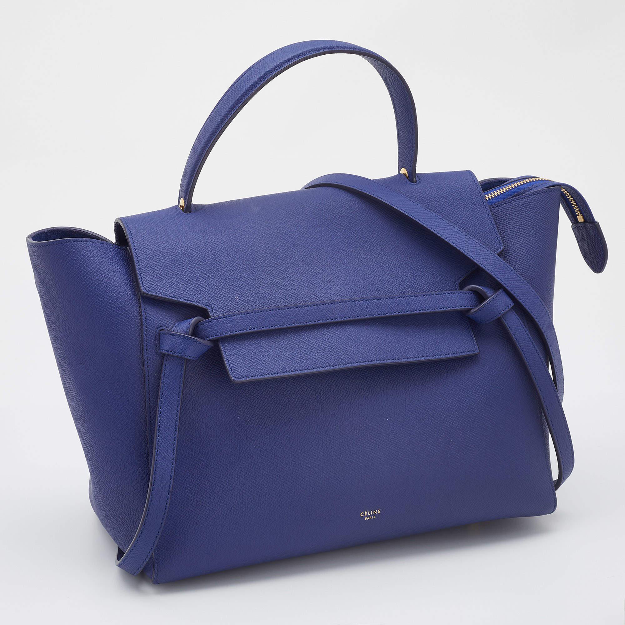 Women's or Men's Celine Navy Blue Leather Mini Belt Top Handle Bag