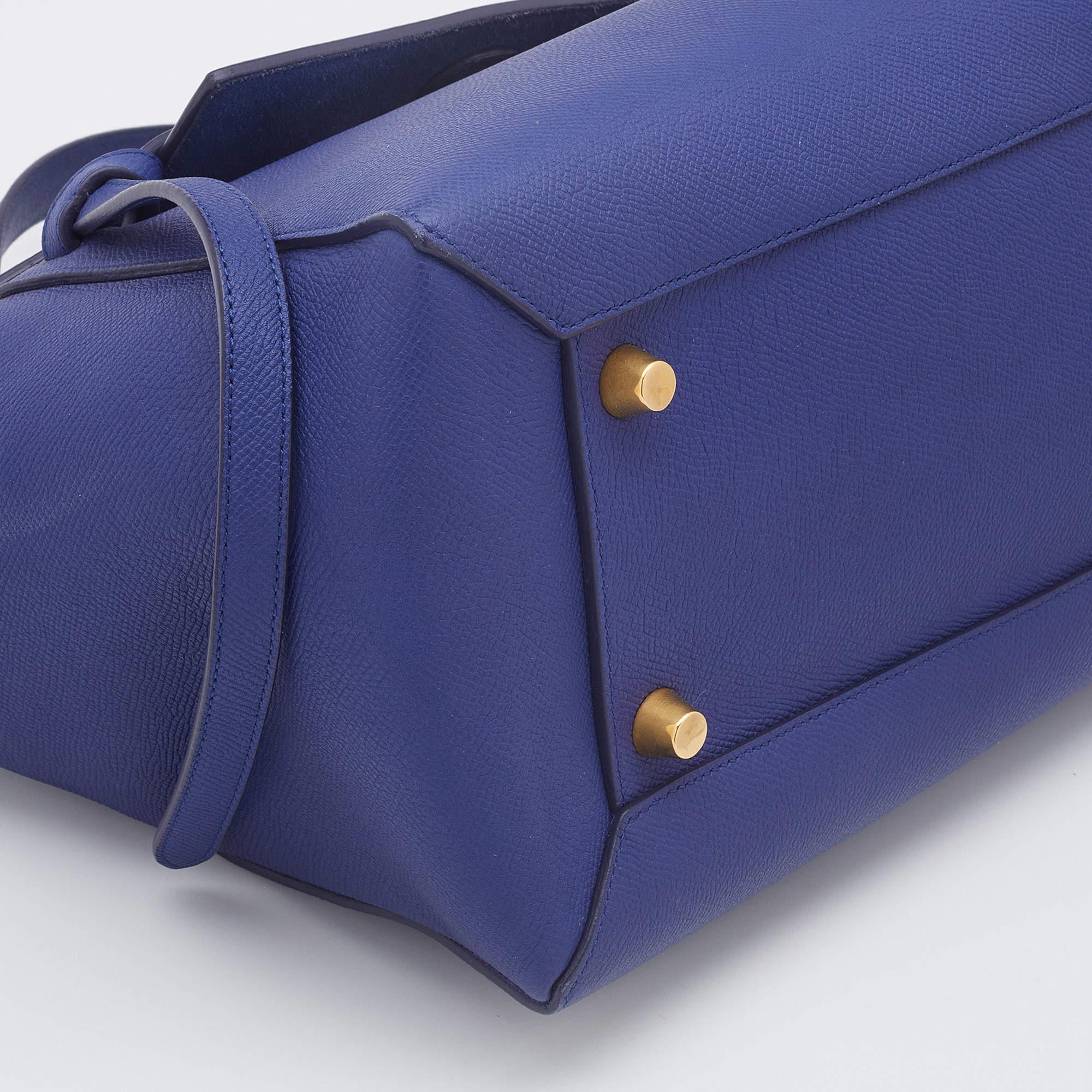 Celine Navy Blue Leather Mini Belt Top Handle Bag 3